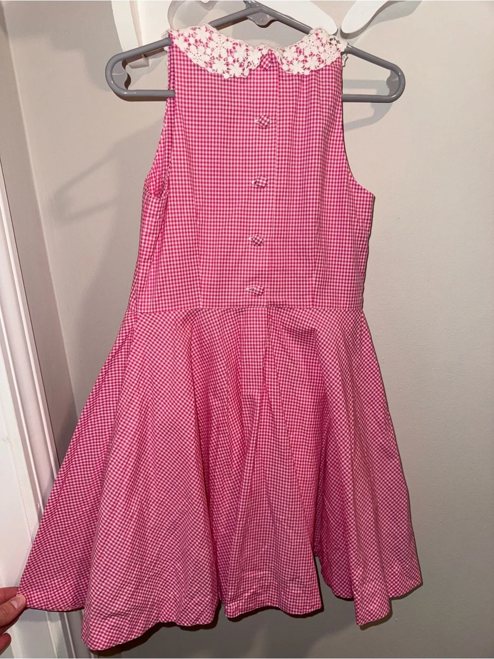 Polo by Ralph Lauren Pink Gingham Dress with Floral Peter Pan Collar